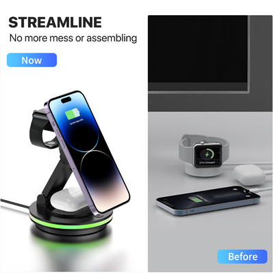 15W Fast Charger Foldable Wireless Charger Station Compatible with iPhone 15 14 13 12