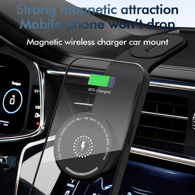 Magnet Smart Mobile Phone Stands Mount 15W Fast Charging Magnetic Phone Holder Wireless Car Charger For Iphone